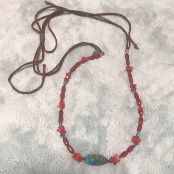 Handmade Turquoise Coral Sterling Necklace - Picture 7 of 8